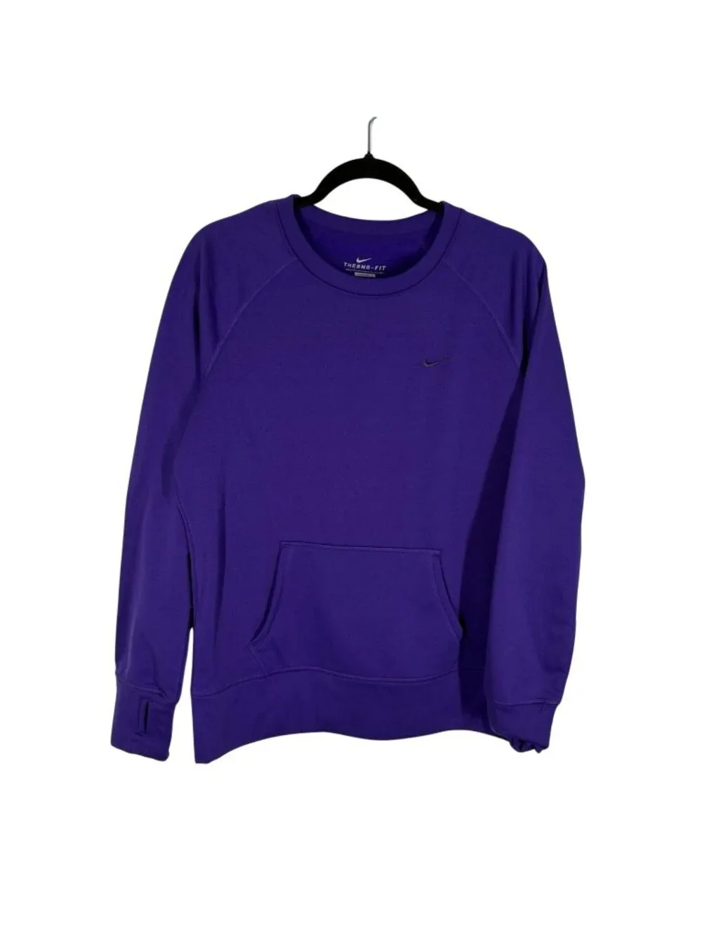 Nike Therma Fit Women L Purple Fleece Raglan Sleeve Crewneck Pullover Sweatshirt